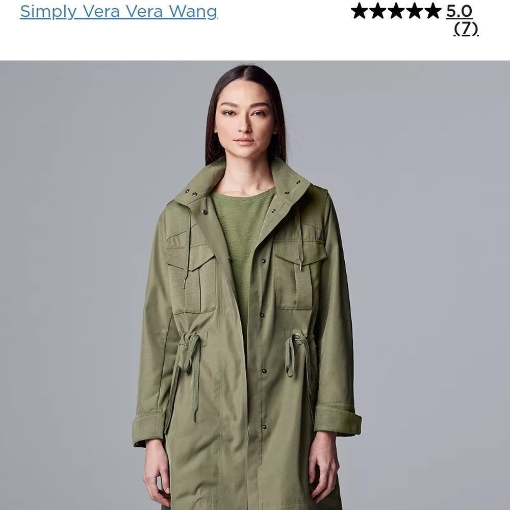 Simply Vera Vera Wang Olive Green Utility Jacket with Drawstring Waist